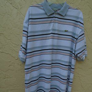 Lacoste Men's Long Sleeves Stripes Polo Shirt Size 9 White